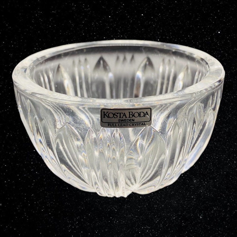 Vintage Kosta Boda Full Lead Crystal Sweden Clear Bowl 3”T 4.25”W